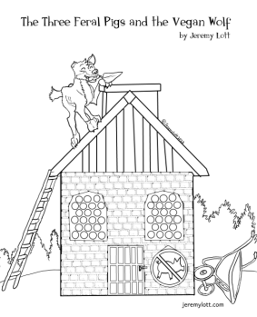 Vegan Wolf house coloring page